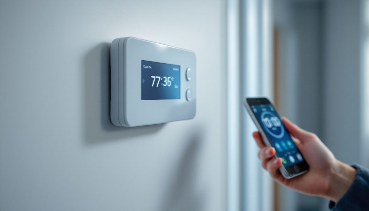Thermostat and phone timer used to track how often the AC cycles